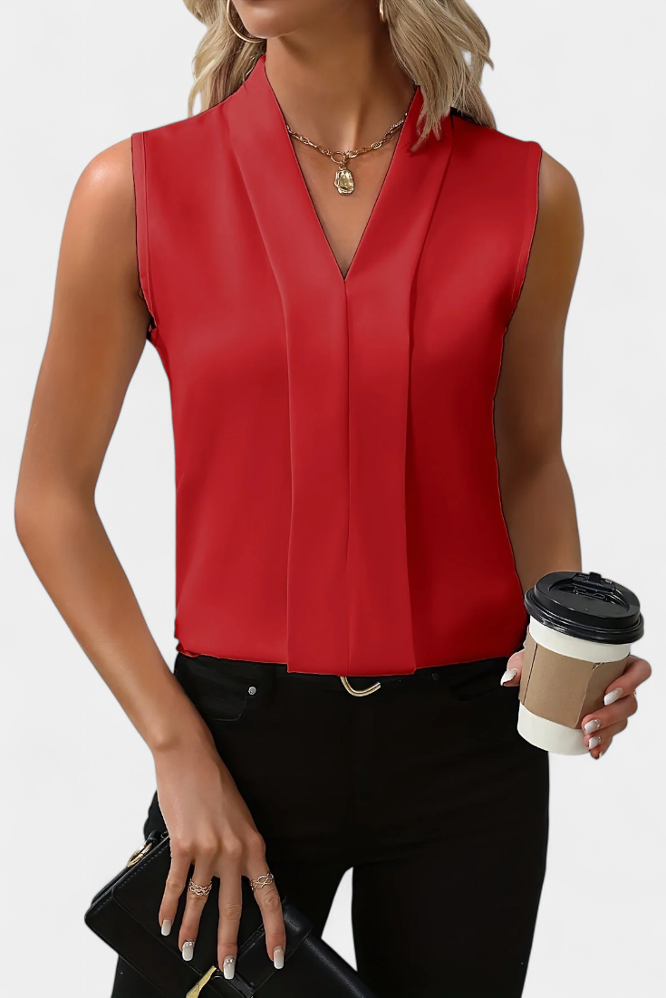 Nele | Sleeveless Blouse with V-Neck and Flowing Cut