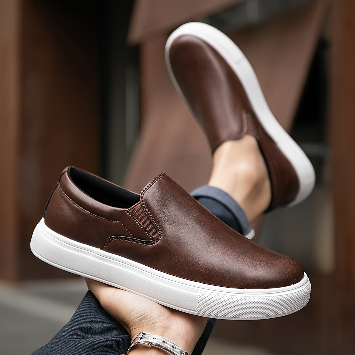 Casual Shoes in Leather enfiler