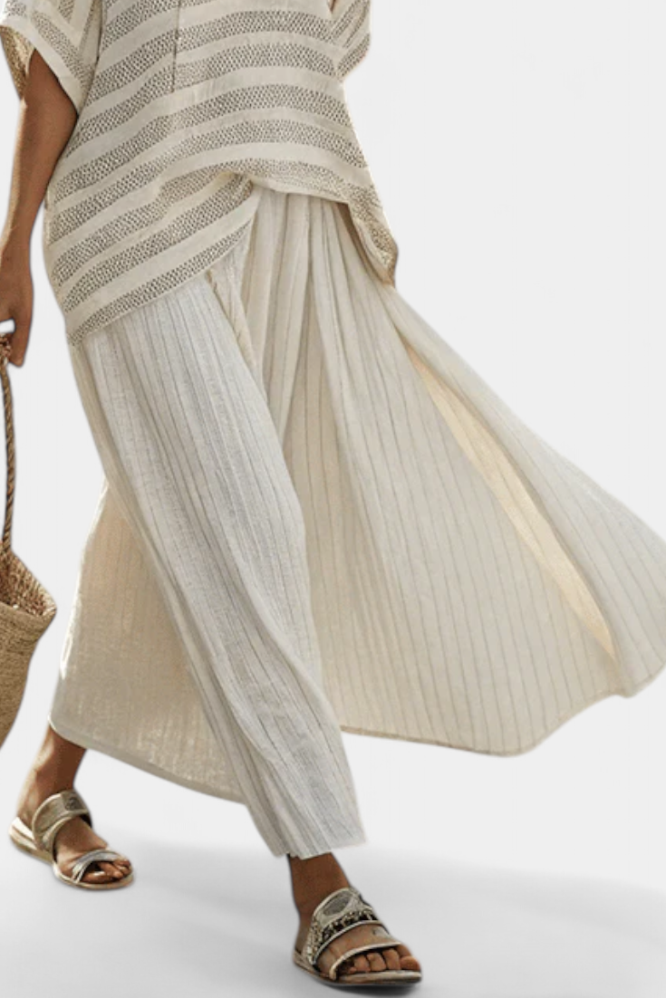 Westlyn | Haut en bambou rayé et pantalon fluide en lin