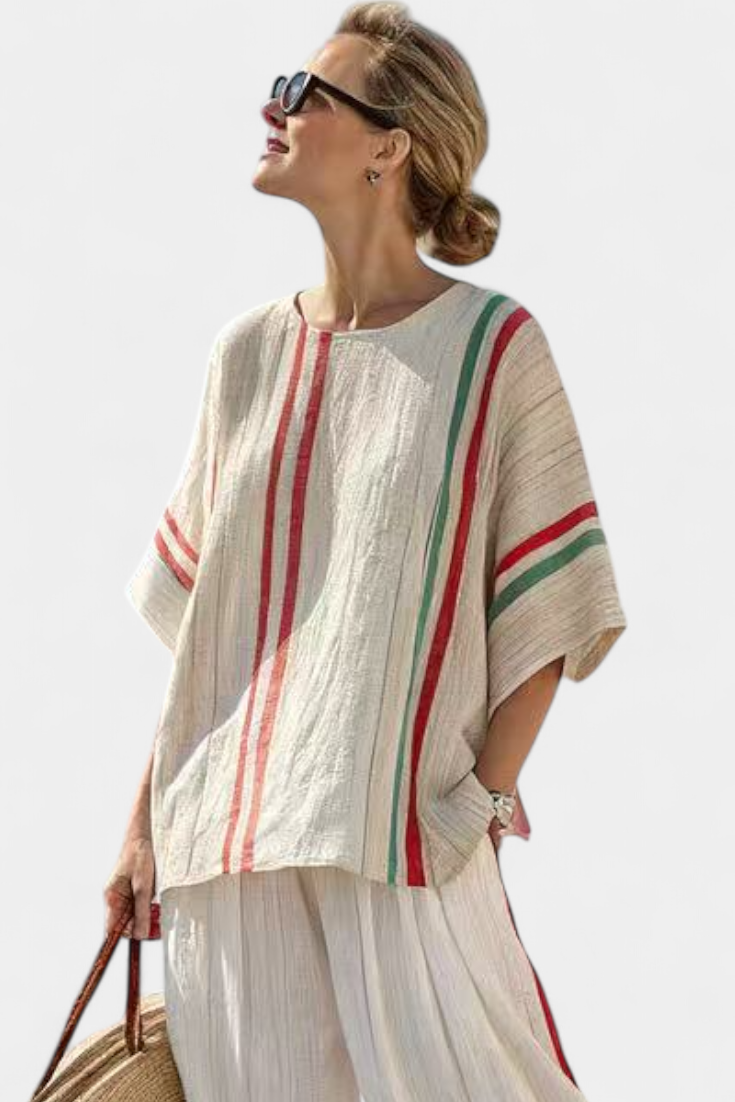 Truvane | Blouse Bohème Imprimée Confortable & Pantalon Ample