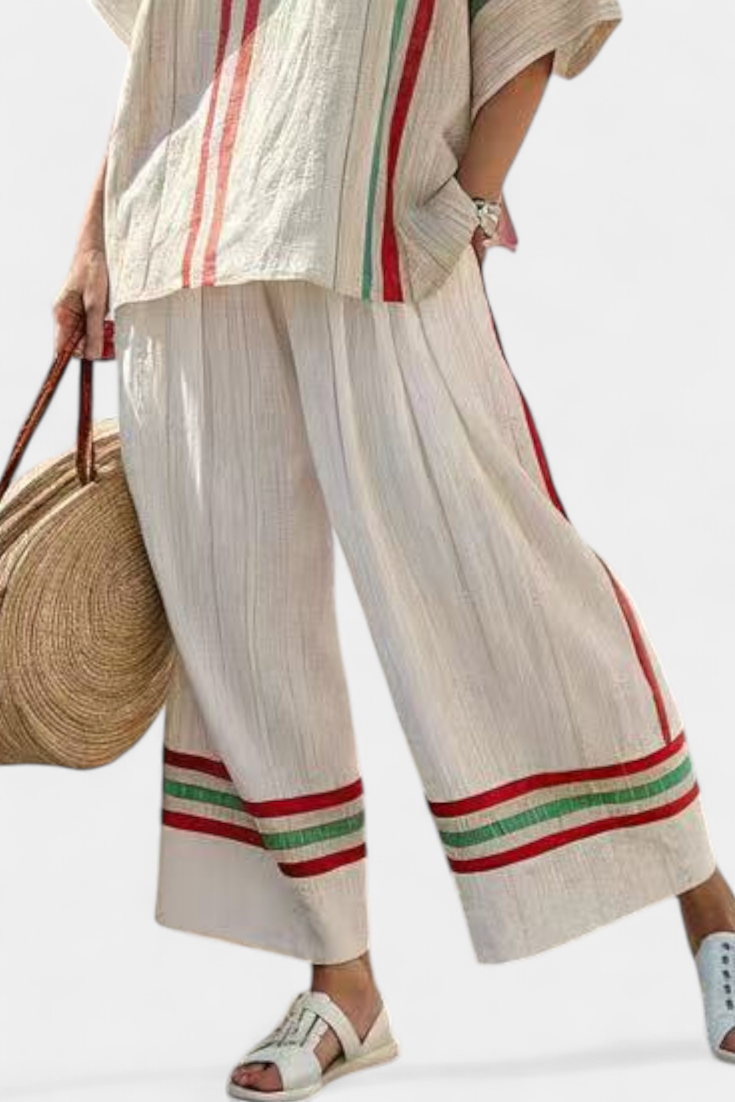 Truvane | Blouse Boho Imprimée Confortable & Pantalon Ample