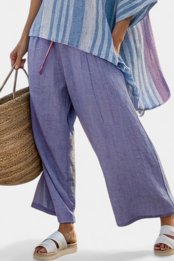 Zellora | Top élégant lavande et bleu ciel & Pantalon en lin