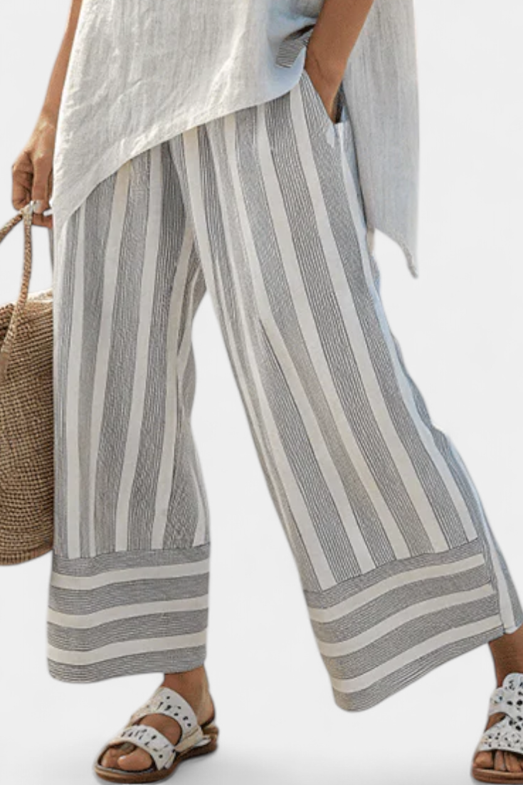 Talvora | Blouse Asymétrique Elegante & Pants Striped