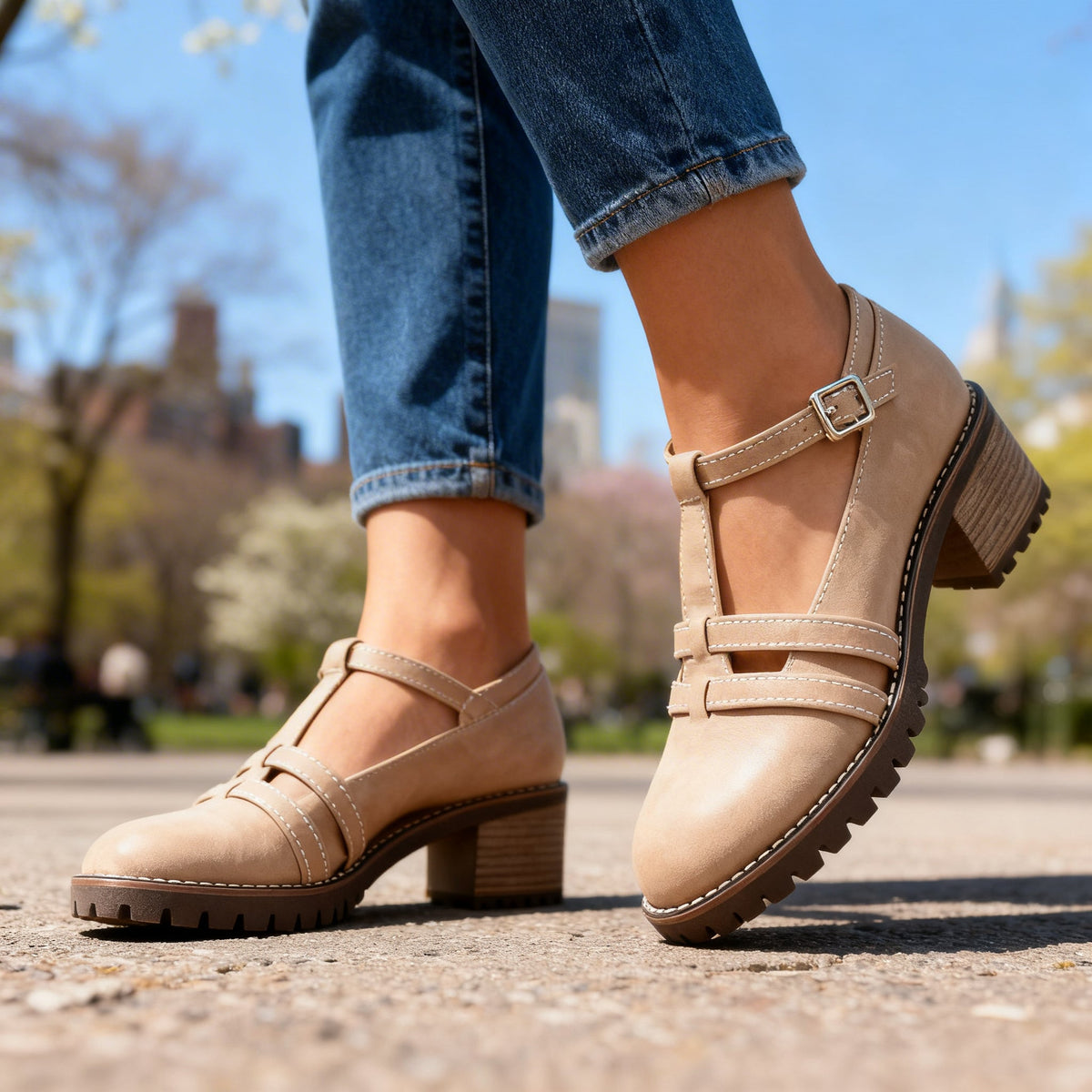 Romilly | Mocassins à talon bloc et bride en T pour femme