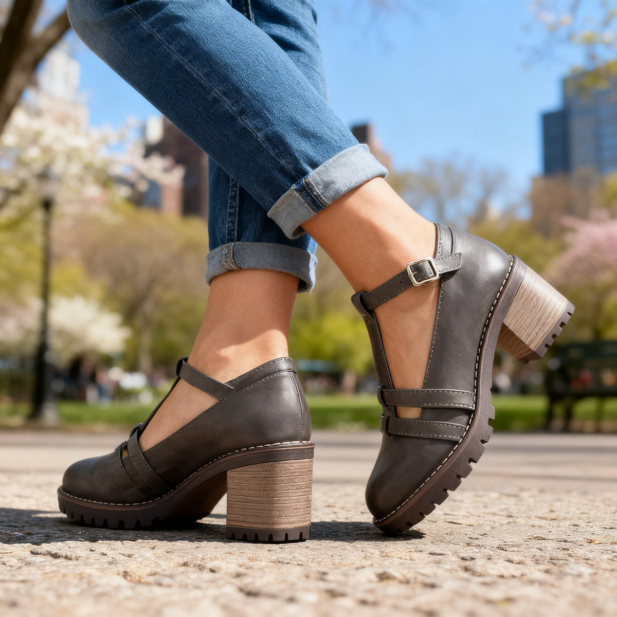 Romilly | Mocassins à talon bloc et bride en T pour femme