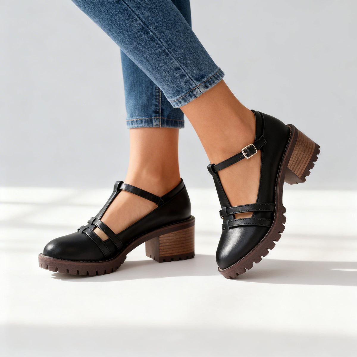 Romilly | Mocassins à talon bloc et bride en T pour femme