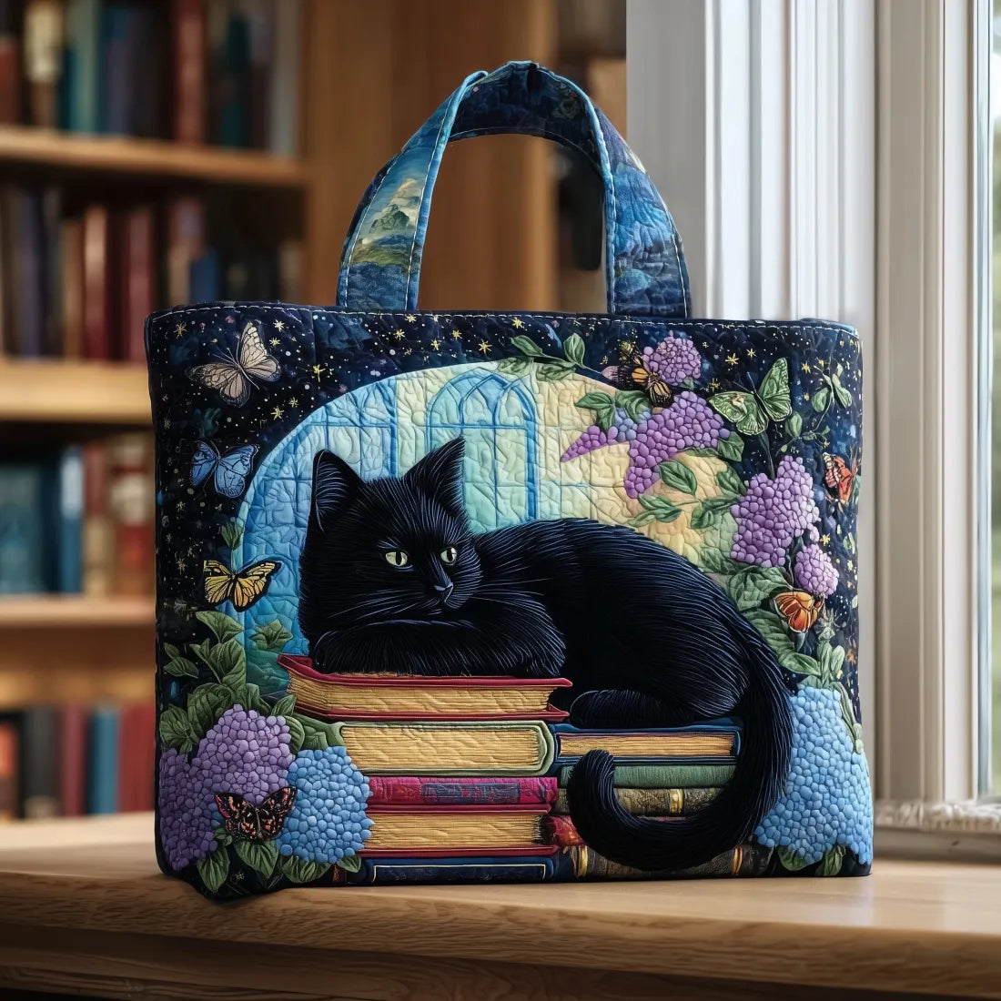 Handcrafted Bag Cat Black on The Books