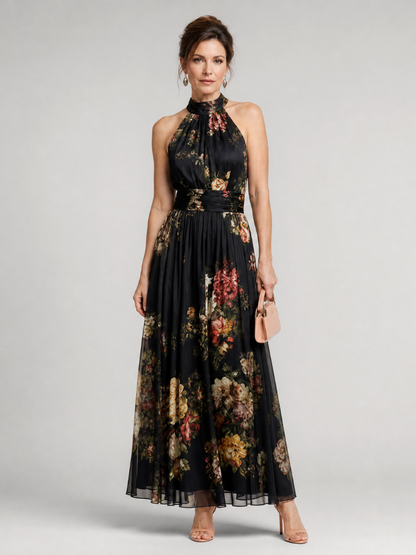 Sior | Robe midi fleurie à encolure dos-nu