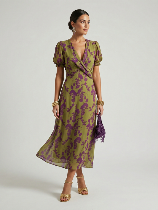 Virel | Robe midi fleurie décontractée