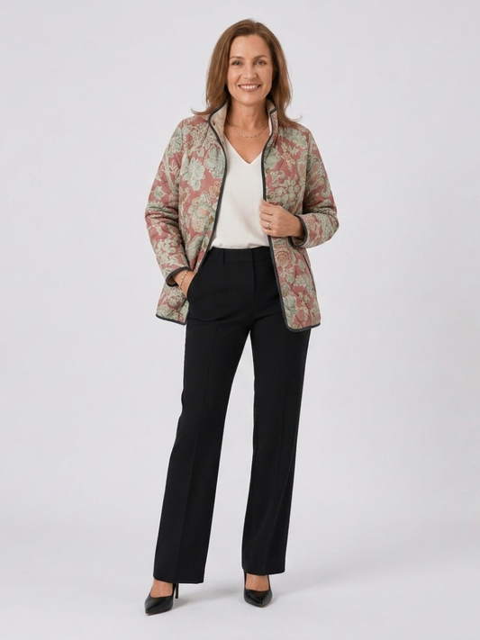 DELACROIX | Quilted Jacket in Terracotta Damask Pauline