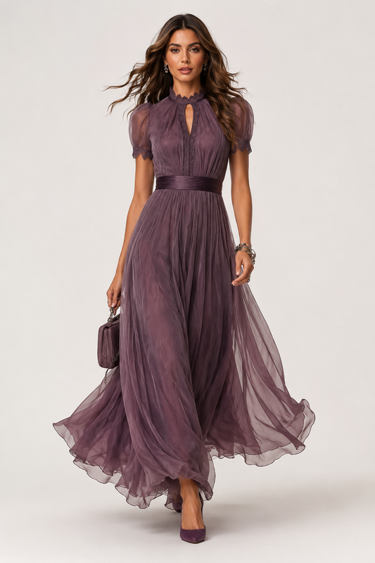 Ashley | Robe longue en mousseline fluide
