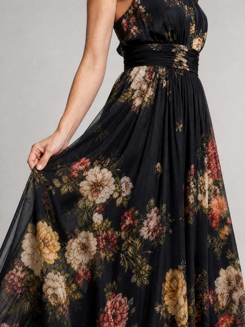 Sior | Robe midi fleurie à encolure dos-nu