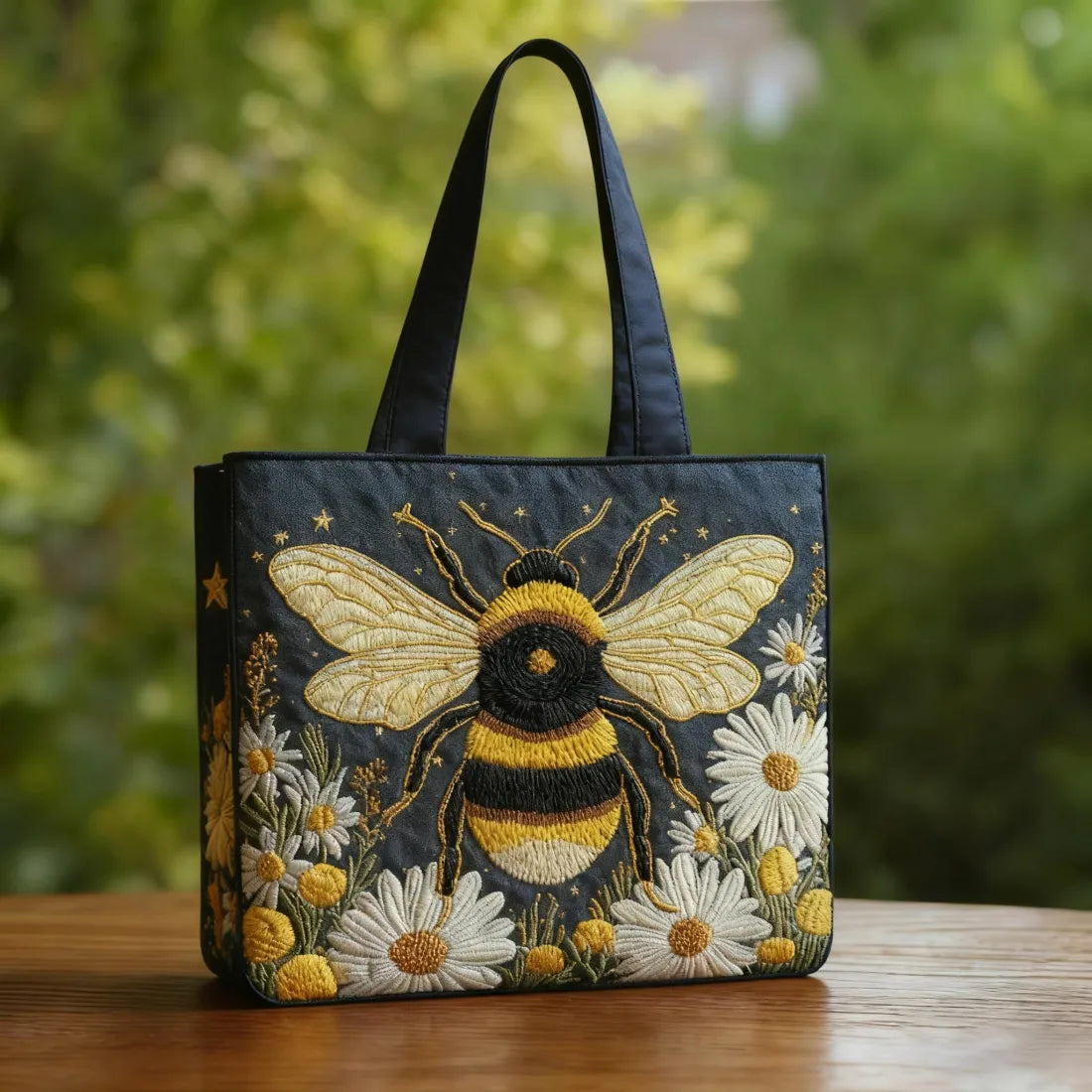 Handcrafted Bag Bees with Marguerites and Étoiles