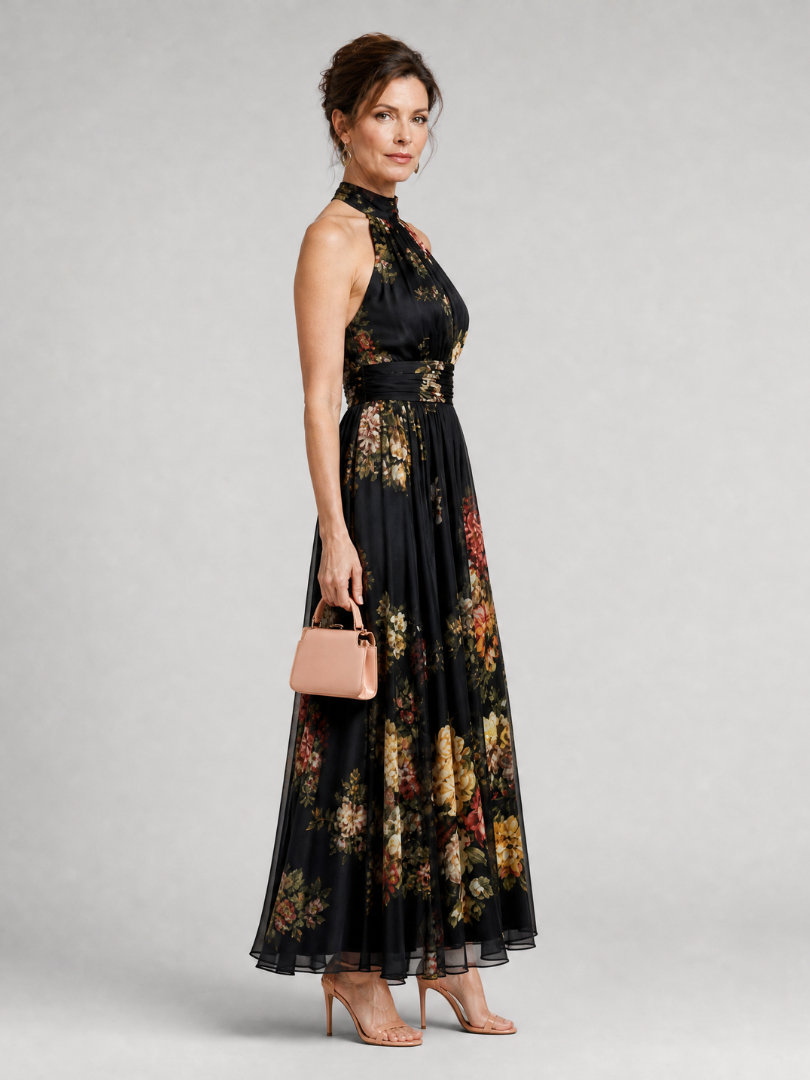 Sior | Robe midi fleurie à encolure dos-nu