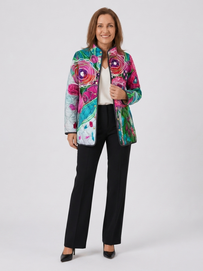 DELACROIX | Quilted Watercolor Floral Jacket Lucie
