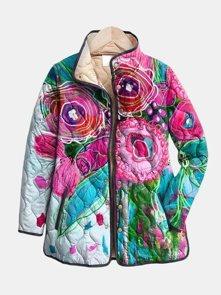 DELACROIX | Quilted Watercolor Floral Jacket Lucie