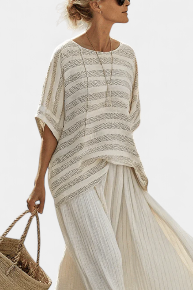 Westlyn | Haut en bambou rayé confortable et pantalon fluide en lin