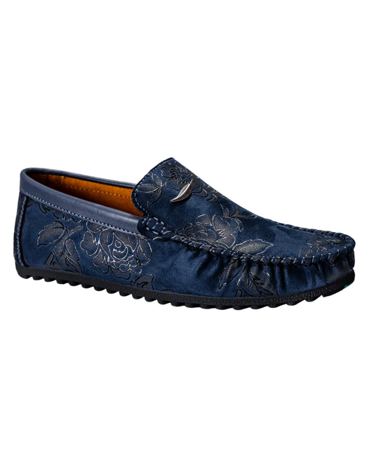 Loafers in Leather with Flowers