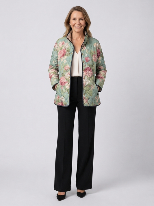 DELACROIX | Quilted Jacket with Light Antique Roses