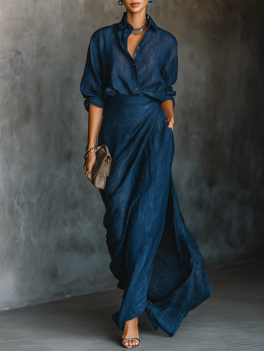 | Satin Blouse and Skirt Set