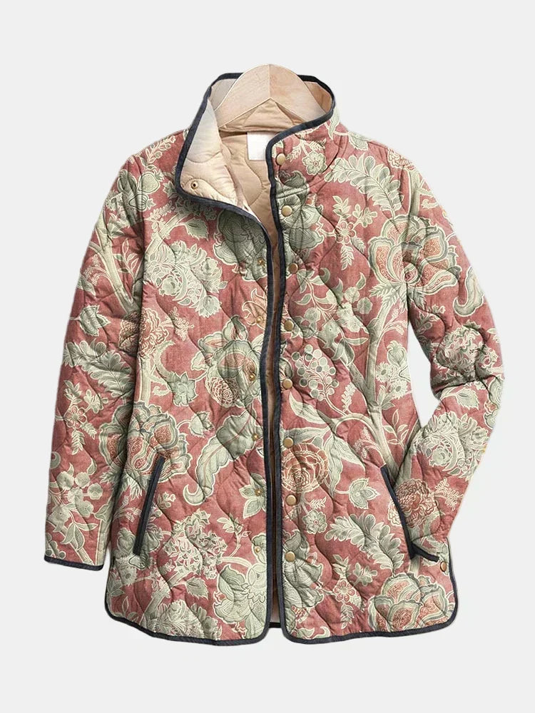 DELACROIX | Quilted Jacket in Terracotta Damask Pauline