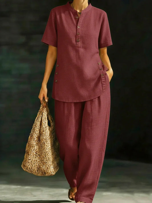 | Two-Piece Set with Serena Button Details