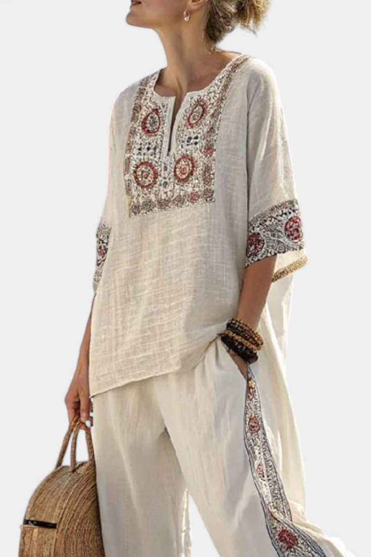 Tameric | Blouse Récupérée Brodée and Pants Large