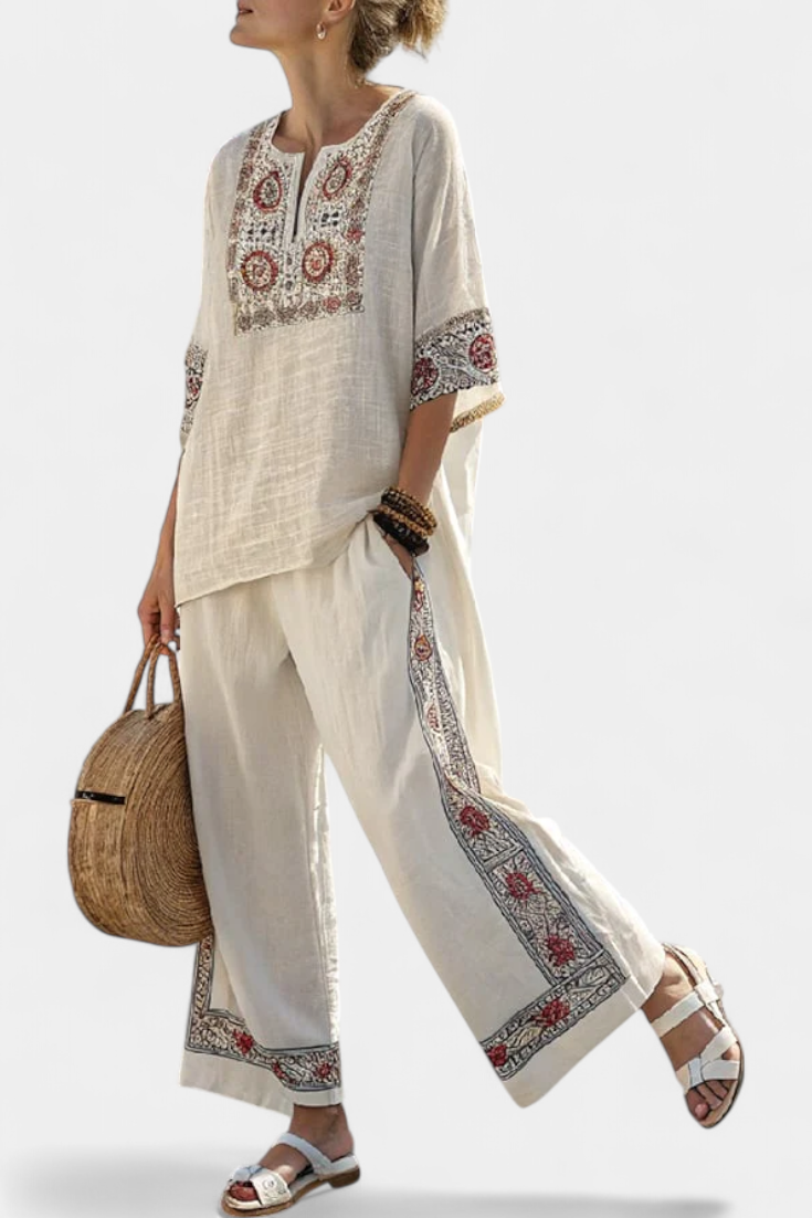 Tameric | Blouse Récupérée Brodée and Pants Large