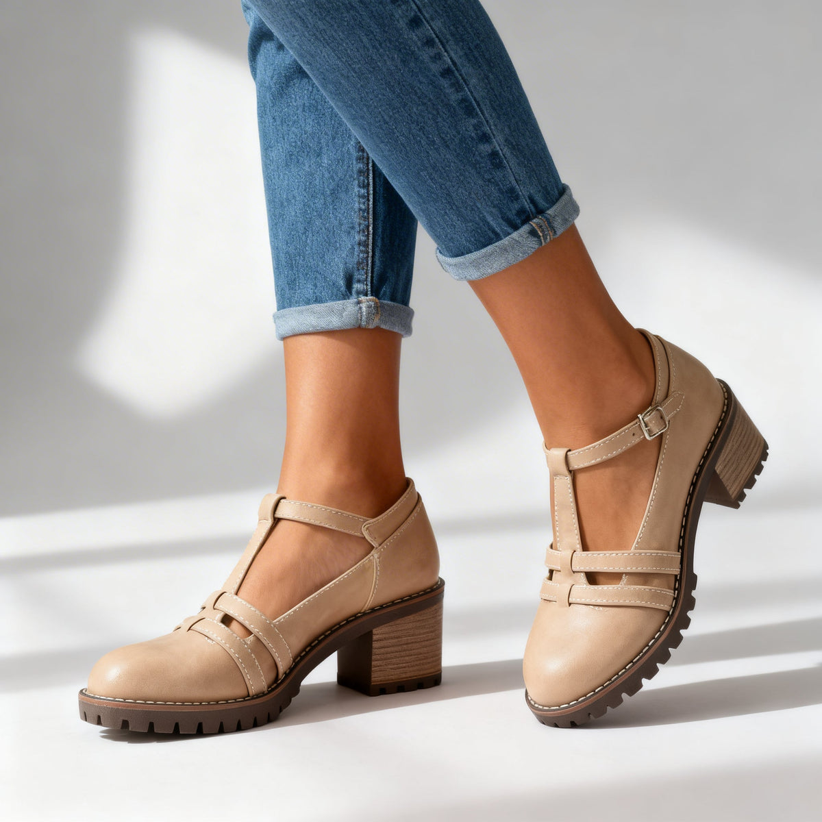 Romilly | Mocassins à talon bloc et bride en T pour femme